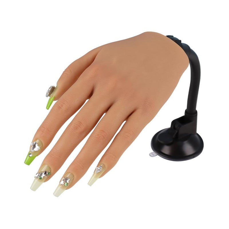 Practice Hand for Acrylic Nails with Stand Bracket Silicone Fake Hands to Practice Fake Nails Mannequin Hand for Nails Practice and Nail Art Color3 Single Left Hand